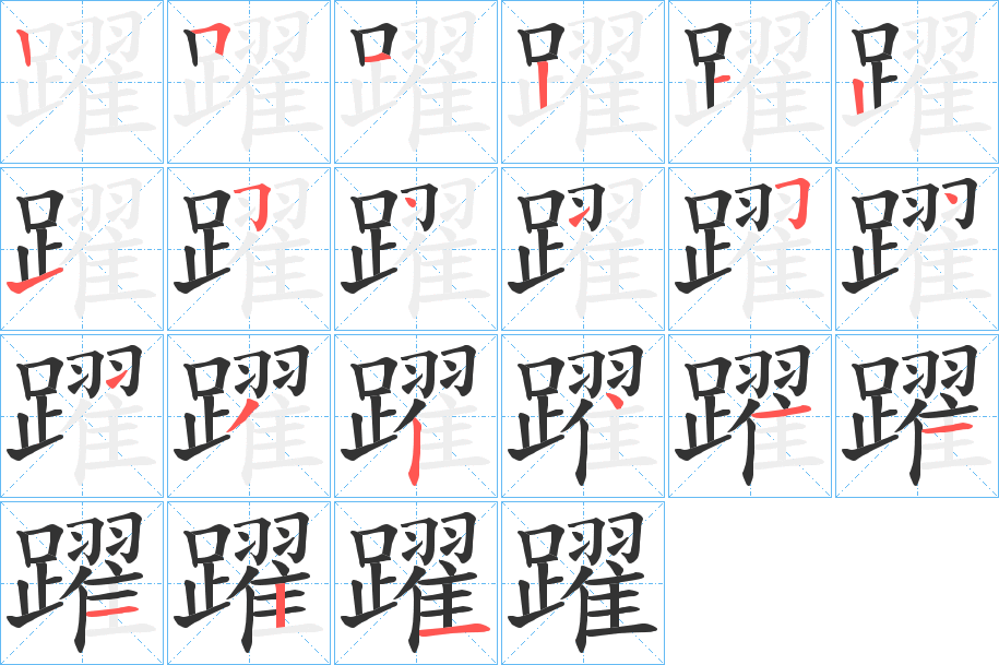 躍字笔顺写法