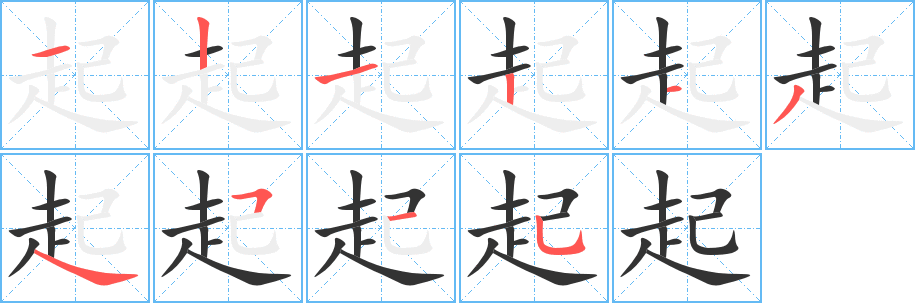 起字笔顺写法