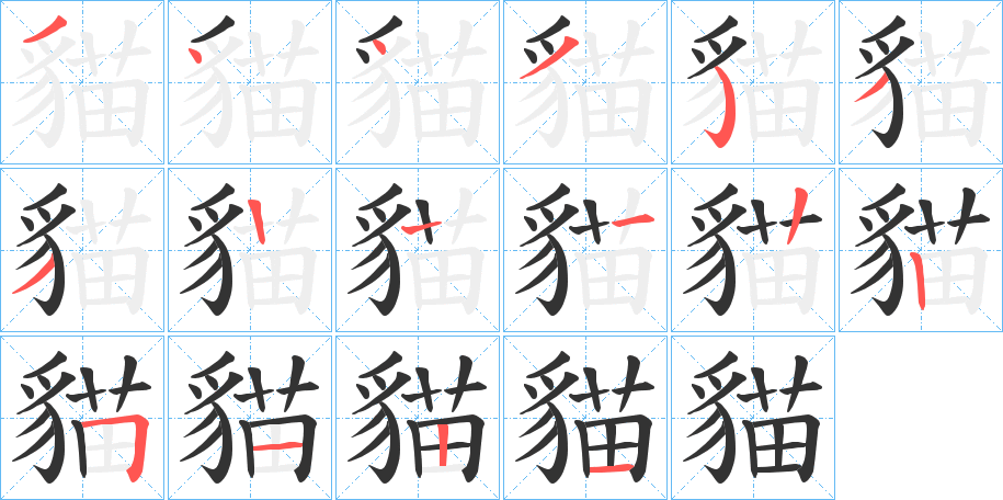 貓字笔顺写法