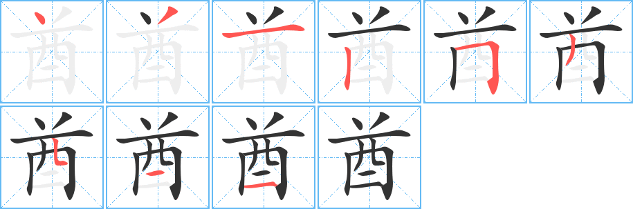 酋字笔顺写法