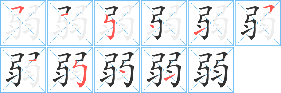 弱字笔顺写法