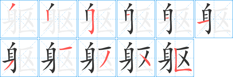 躯字笔顺写法