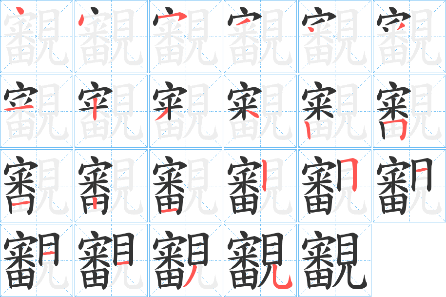 覾字笔顺写法