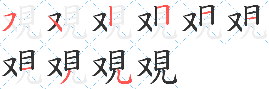 覌字笔顺写法