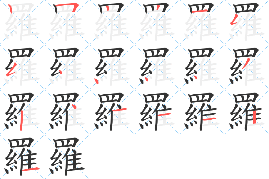 羅字笔顺写法