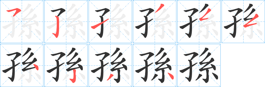 孫字笔顺写法
