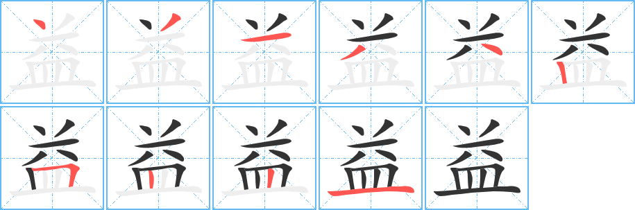 益字笔顺写法