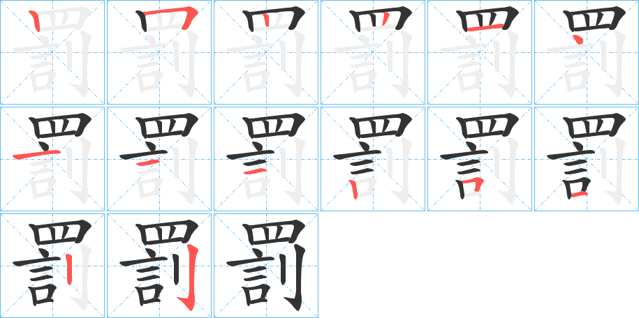罰字笔顺写法