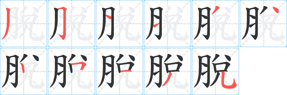 脫字笔顺写法