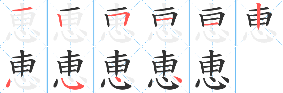 恵字笔顺写法