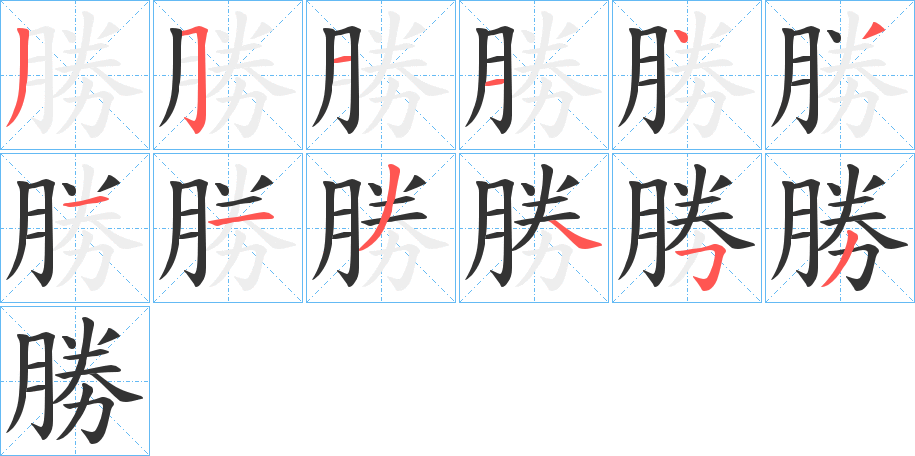 勝字笔顺写法