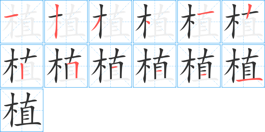 植字笔顺写法