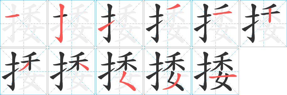 捼字笔顺写法