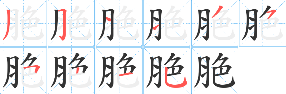 脃字笔顺写法