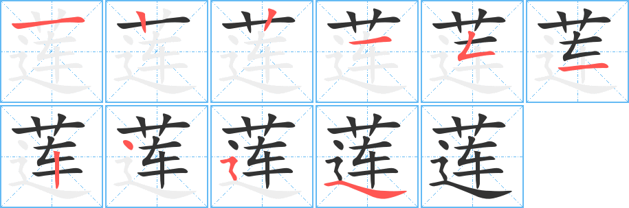 莲字笔顺写法