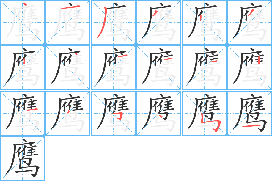 鹰字笔顺写法