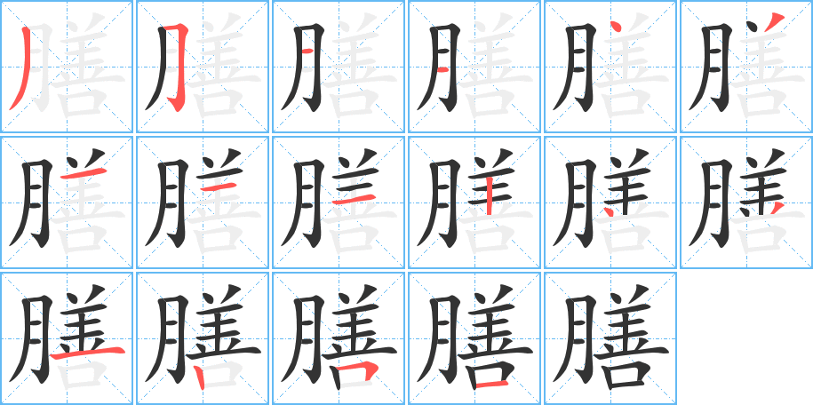 膳字笔顺写法