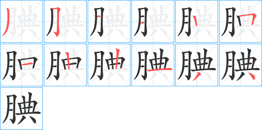 腆字笔顺写法
