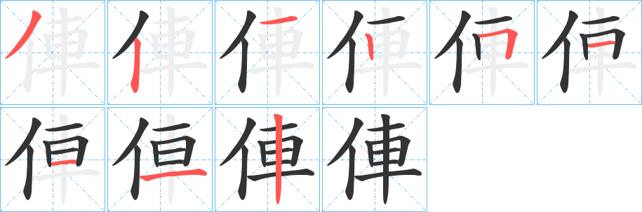 俥字笔顺写法