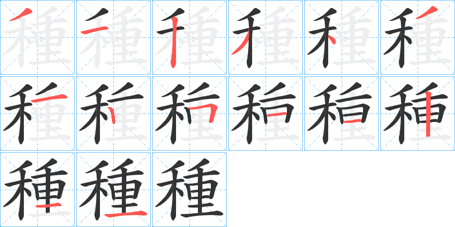種字笔顺写法