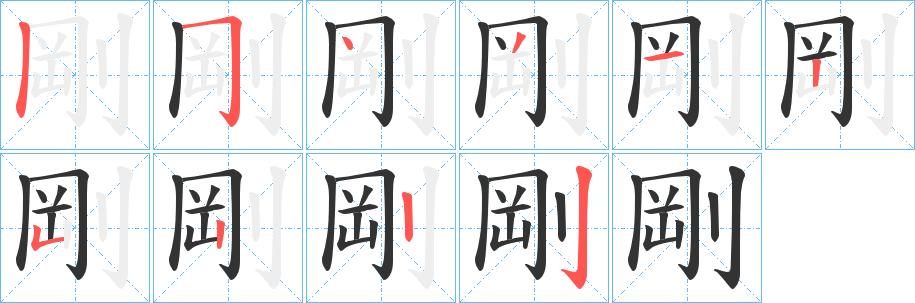 剛字笔顺写法