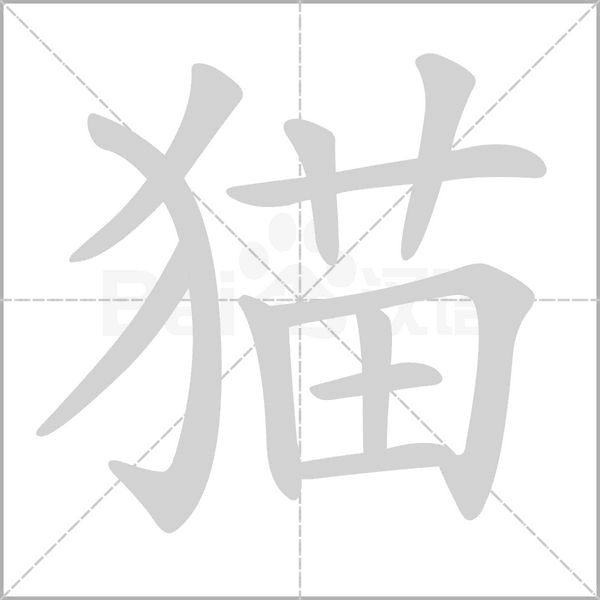 猫字笔顺动画