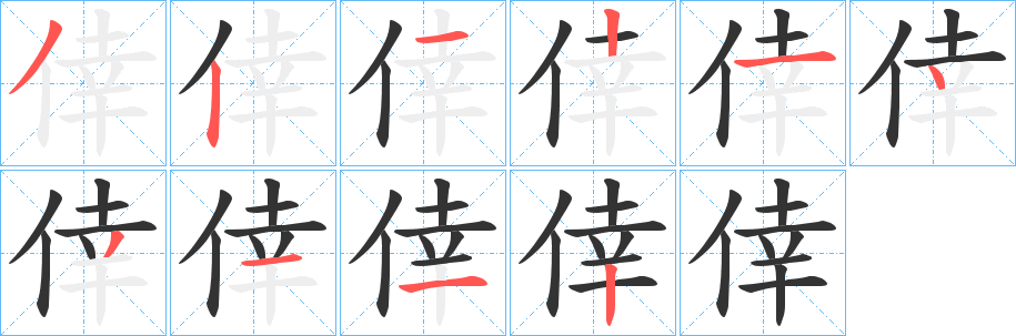 倖字笔顺写法