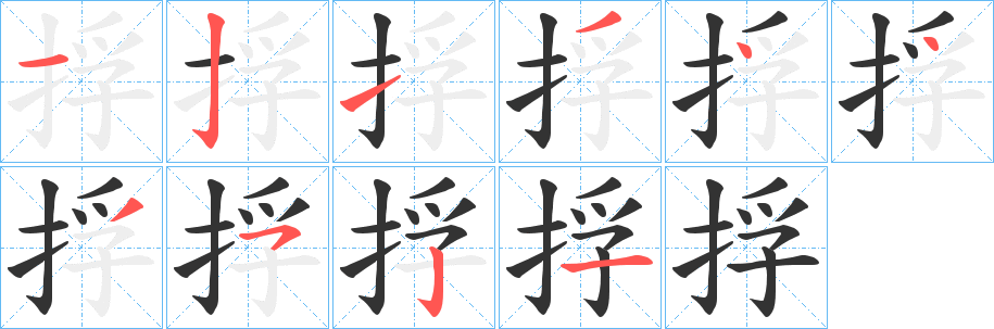 捊字笔顺写法