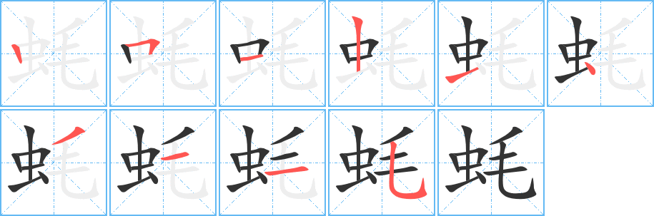 蚝字笔顺写法