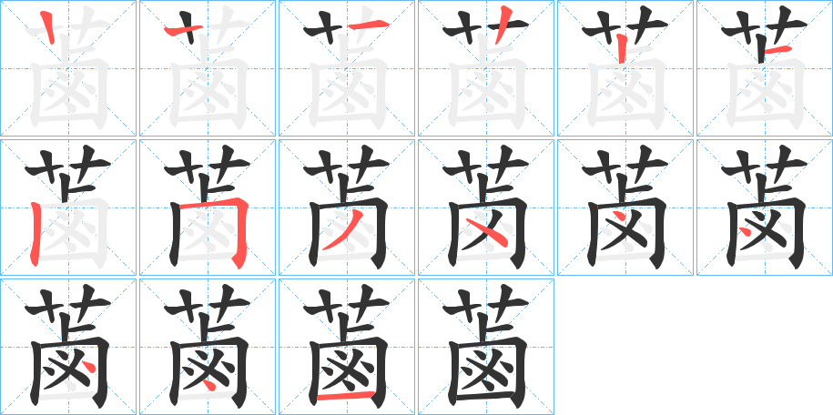 蓾字笔顺写法