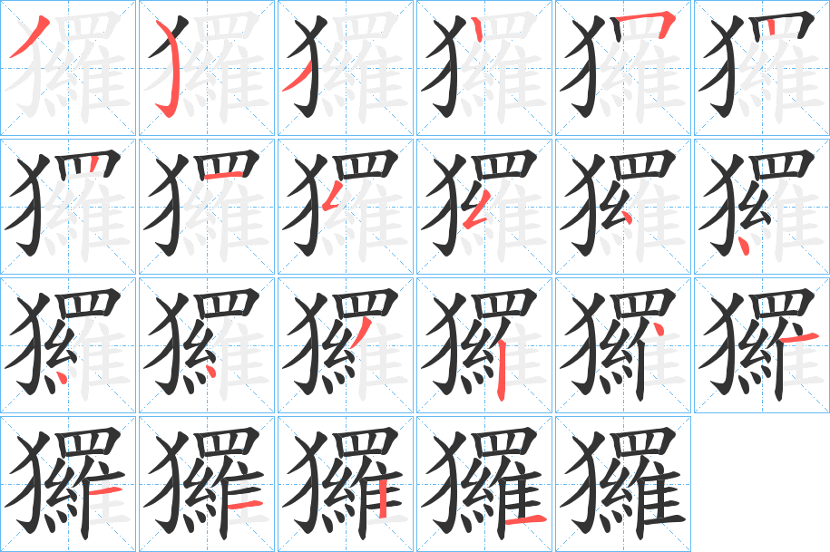 玀字笔顺写法