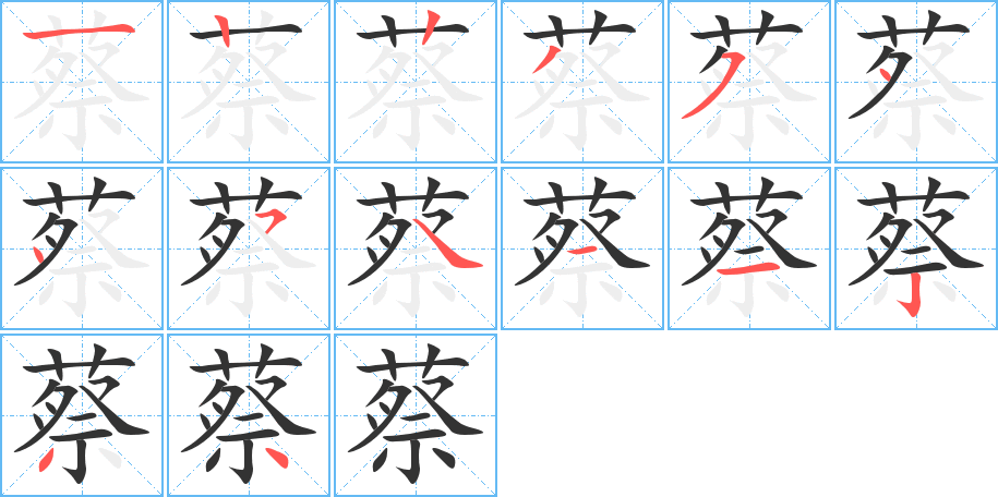 蔡字笔顺写法