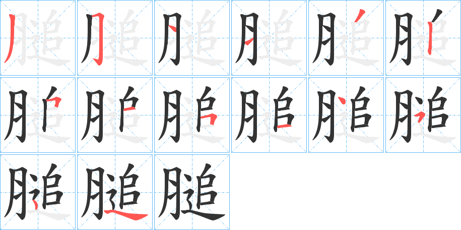 膇字笔顺写法