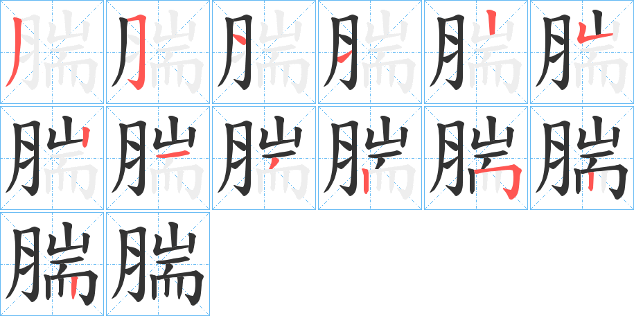 腨字笔顺写法