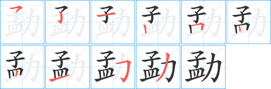 勐字笔顺写法