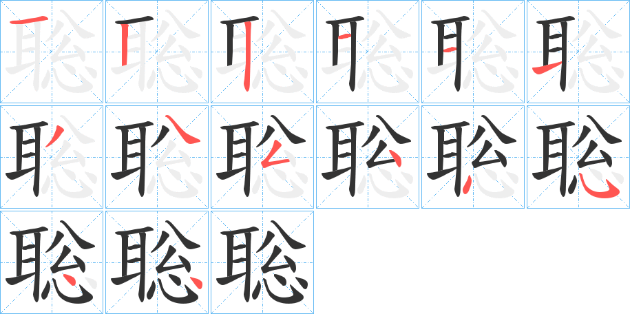 聡字笔顺写法