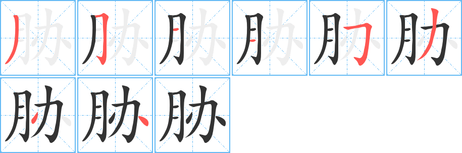 胁字笔顺写法