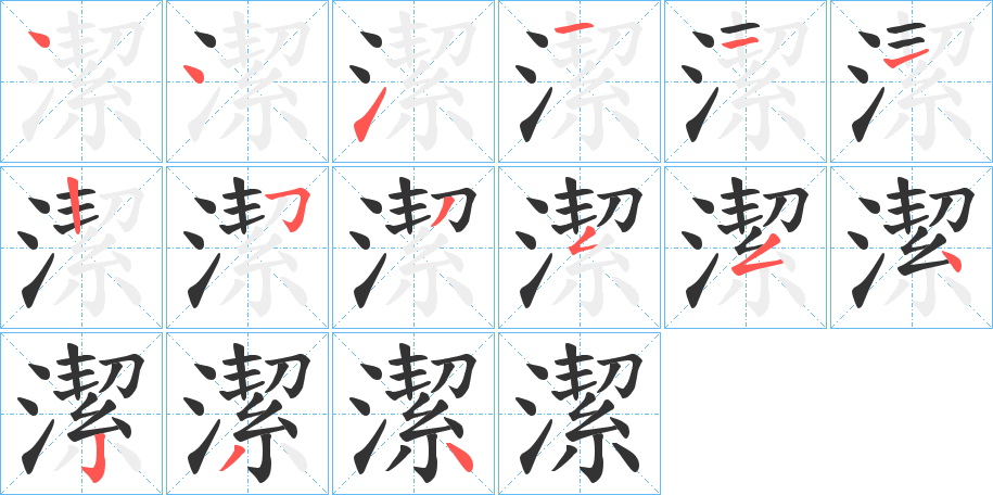 潔字笔顺写法