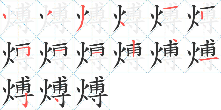 煿字笔顺写法