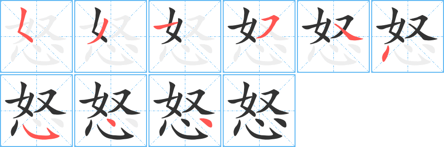 怒字笔顺写法