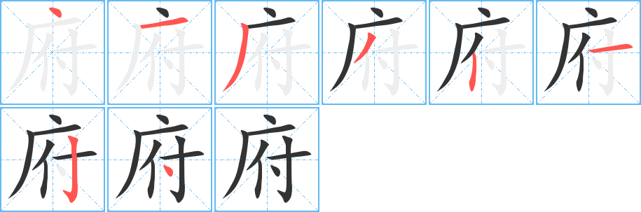 府字笔顺写法