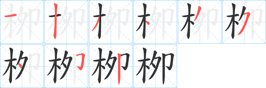 栁字笔顺写法