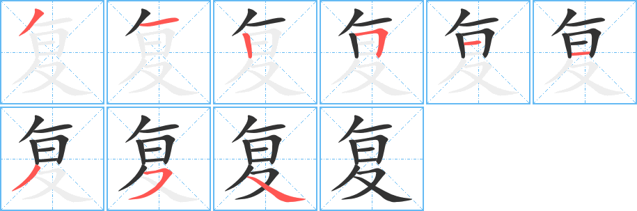 复字笔顺写法