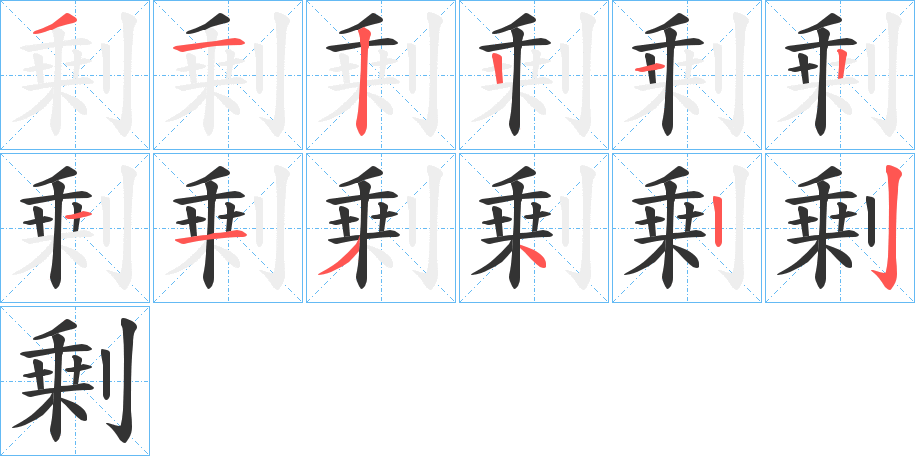 剰字笔顺写法