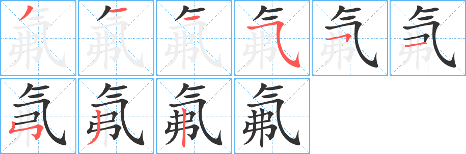 氟字笔顺写法