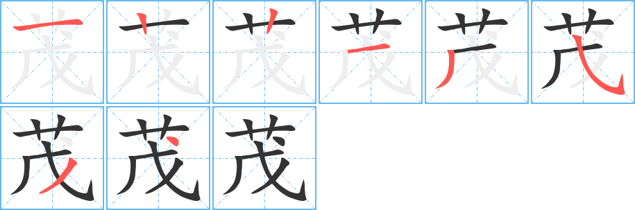 茂字笔顺写法