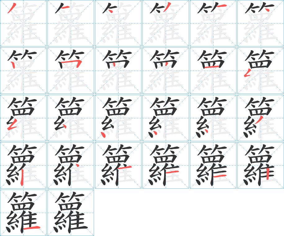 籮字笔顺写法