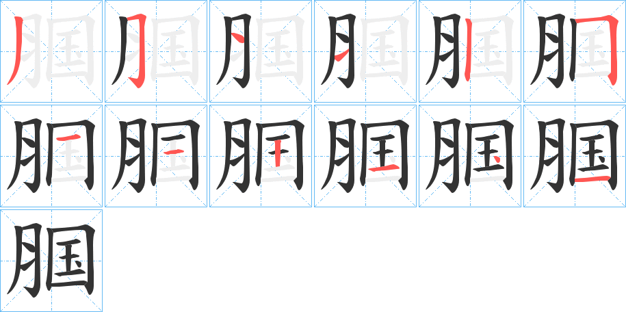 腘字笔顺写法