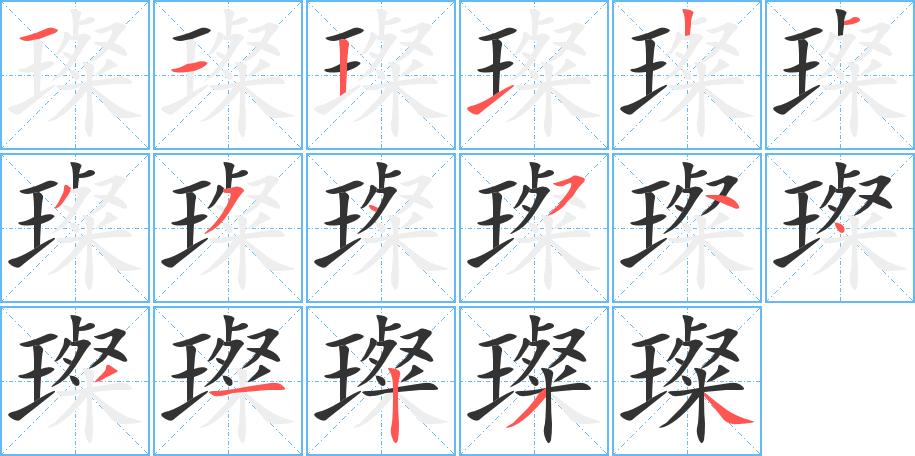 璨字笔顺写法