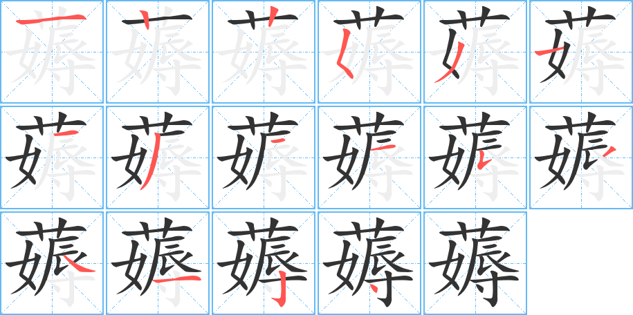 薅字笔顺写法